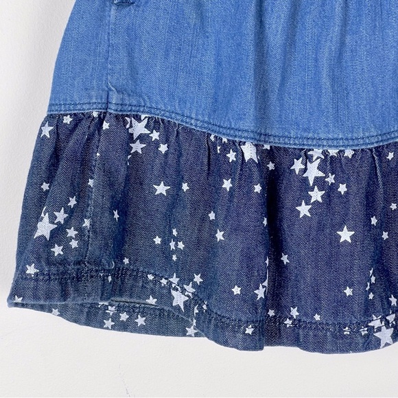 Levi’s | Girl’s Americana Denim Overall Jumper Dress Star Printed Ruffle | 18M - Picture 3 of 9